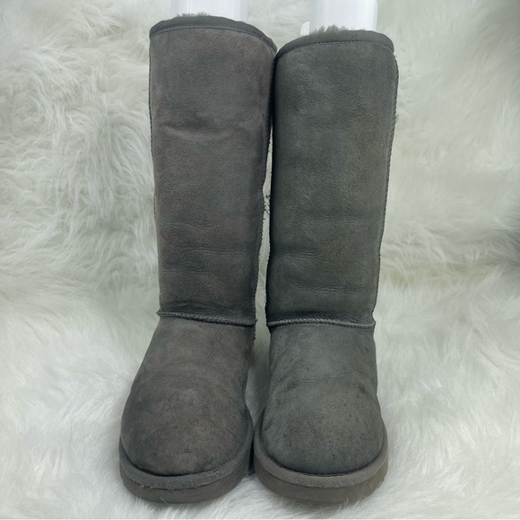 UGG Australia Classic Tall Gray Suede Leather Sheepskin Boots Women’s Size 7 - Picture 3 of 14